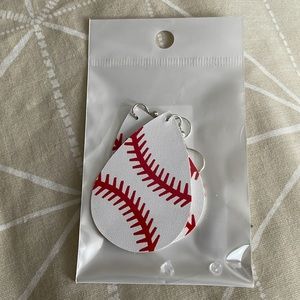 Leather baseball earrings — new in package